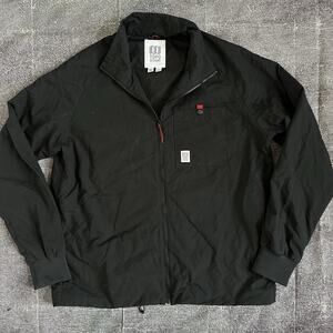 Mens Topo Designs Black Lightweight Windbreaker Full Zip Up Coaches Jacket Sz XL